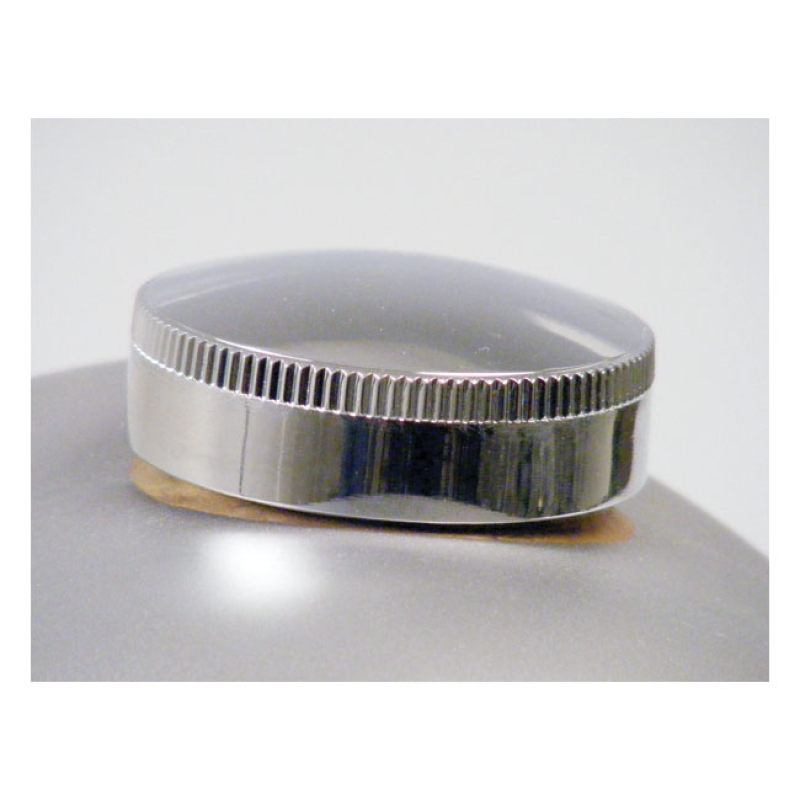 PAUGHCO, LONG SKIRT CAM STYLE GAS CAP. CHR, NARROW KNURLING 902751