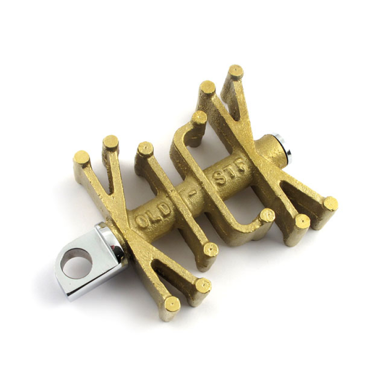 PAUGHCO, 'OLD STF' BRASS KICK PEDAL. CLEAR SOLID BRASS KICK PEDAL.  CL 902851