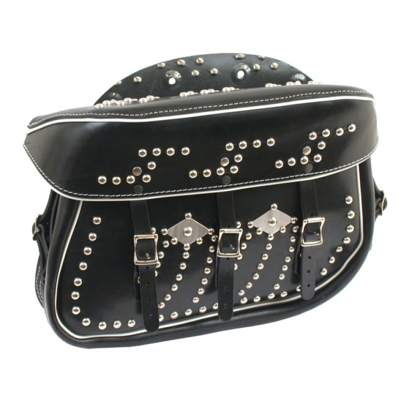 49-UP 45&quot; STREAMLINER LEATHER SADDLEBAG SET. BLACK GENUINE LEATHER. ST 903024
