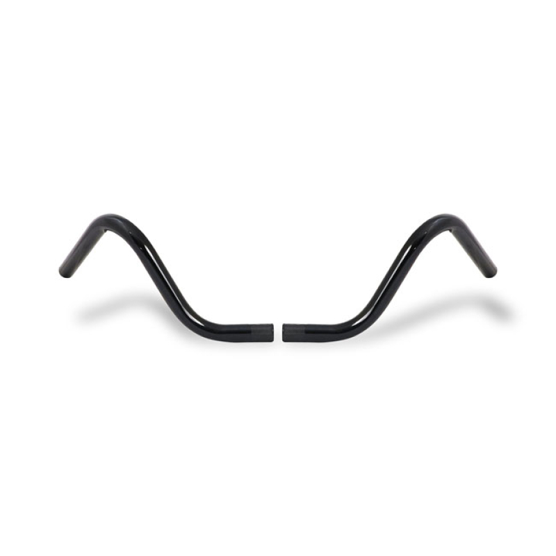 2-PIECE BUCKHORN STYLE HANDLEBAR 1&quot; BLACK GLOSS BLACK FINISHED STEEL. 904131
