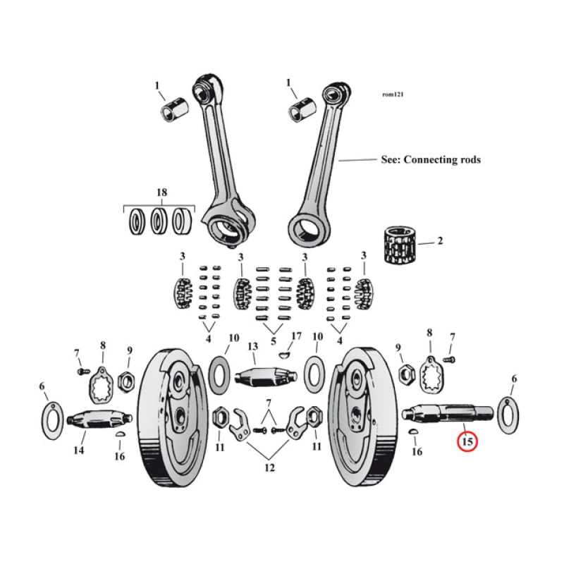 PINION SHAFT, 45 INCH FLATHEAD 904333