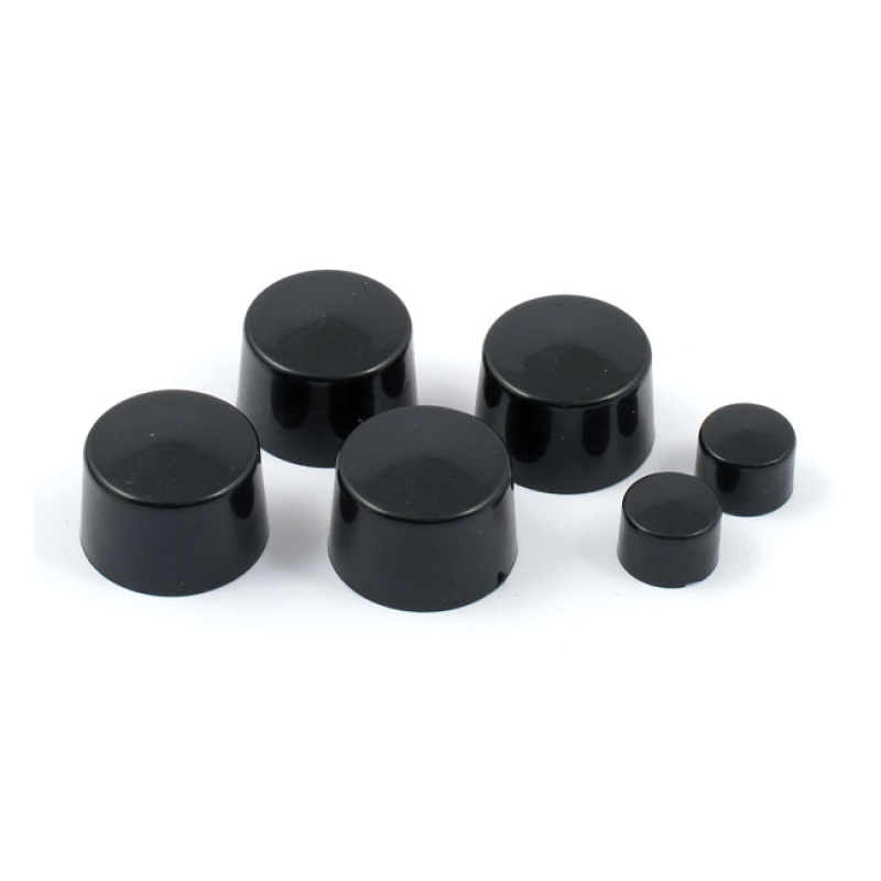 SMOOTHTOPPS, PUSH-ON BOLT COVER SET. BLACK FRONT BRAKE CALIPER. 905177