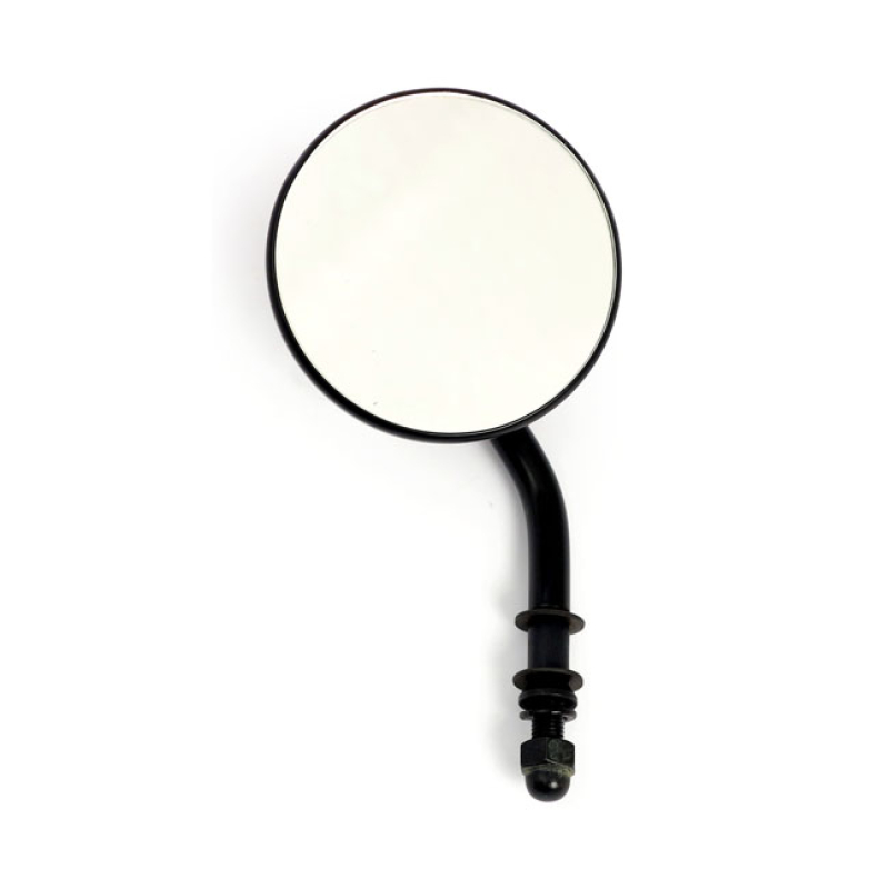 STEEL 3&quot; ROUND MIRROR. BLACK, SHORT STEM 906013