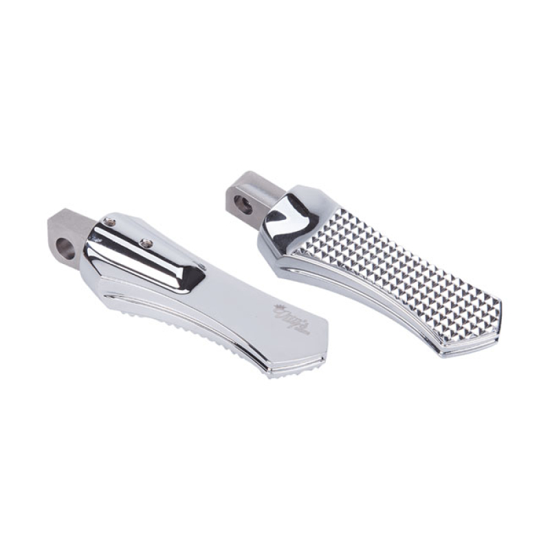 VITY'S DESIGN DIAMOND RIDER FOOT PEGS, CHROME CNC MACHINED BILLET ALUM 906261