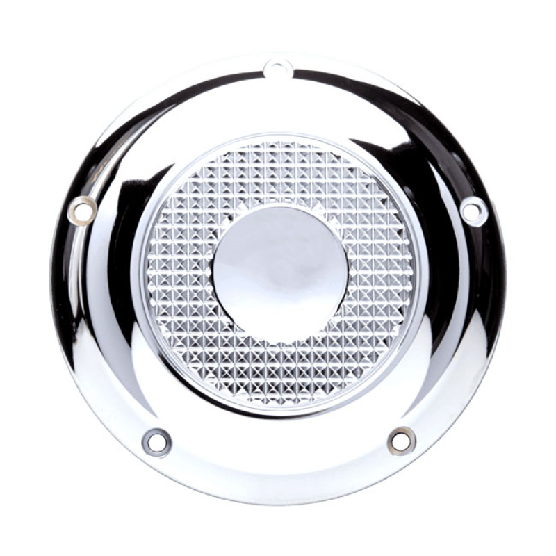VITY'S DESIGN, DIAMOND DERBY COVER. CHROME CNC MACHINED FROM BILLET AL 906284