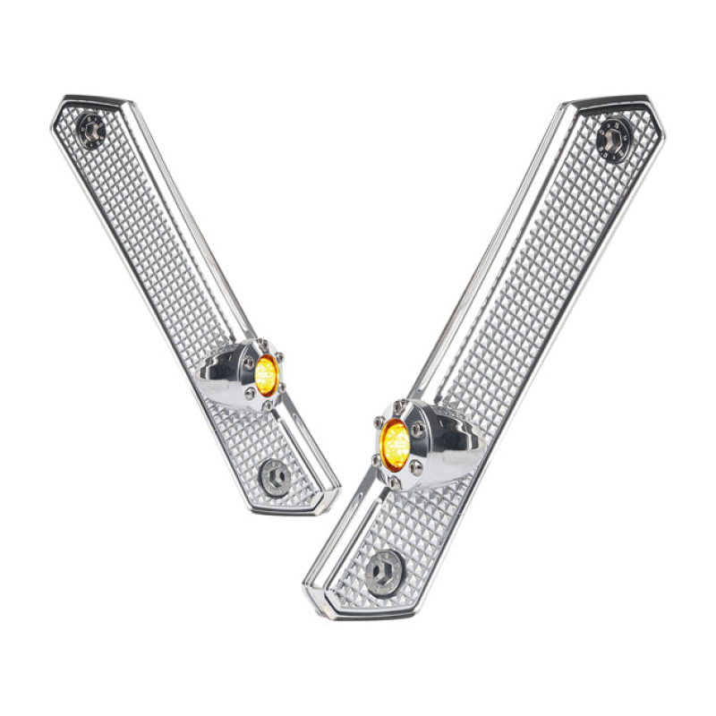 VITY'S DESIGN, DIAMOND FRONT TURN SIGNALS, CHROME. ECE APPR. REPLACES 906311