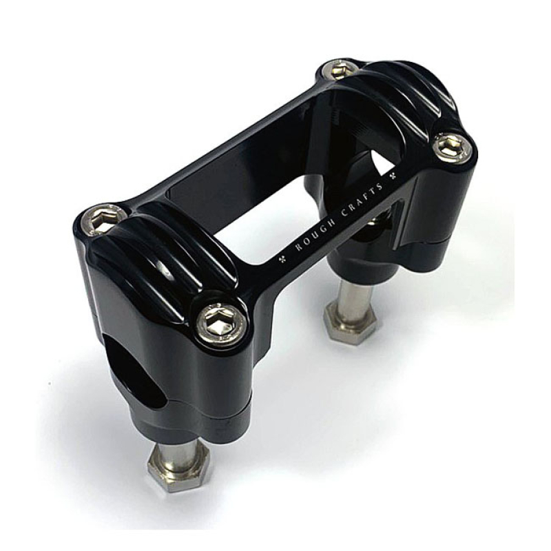 ROUGH CRAFTS, M8 SOFTAIL 1.3&quot; FINNED RISERS. BLACK BLACK ANODIZED FINI 906446