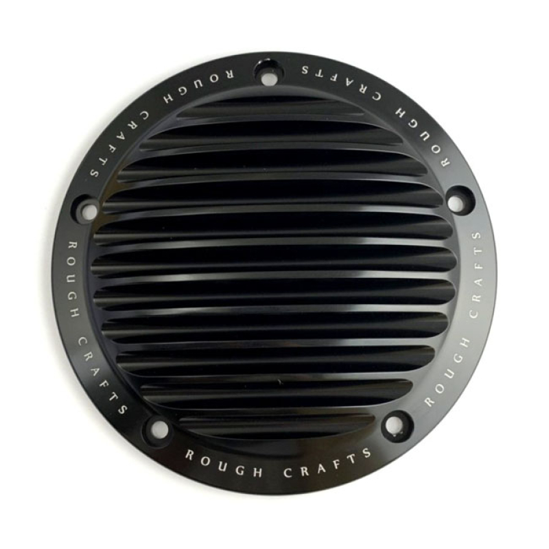 ROUGH CRAFTS, FINNED DERBY COVER. BLACK 6.4&quot; DIAMETER. BLACK ANODIZED 906465