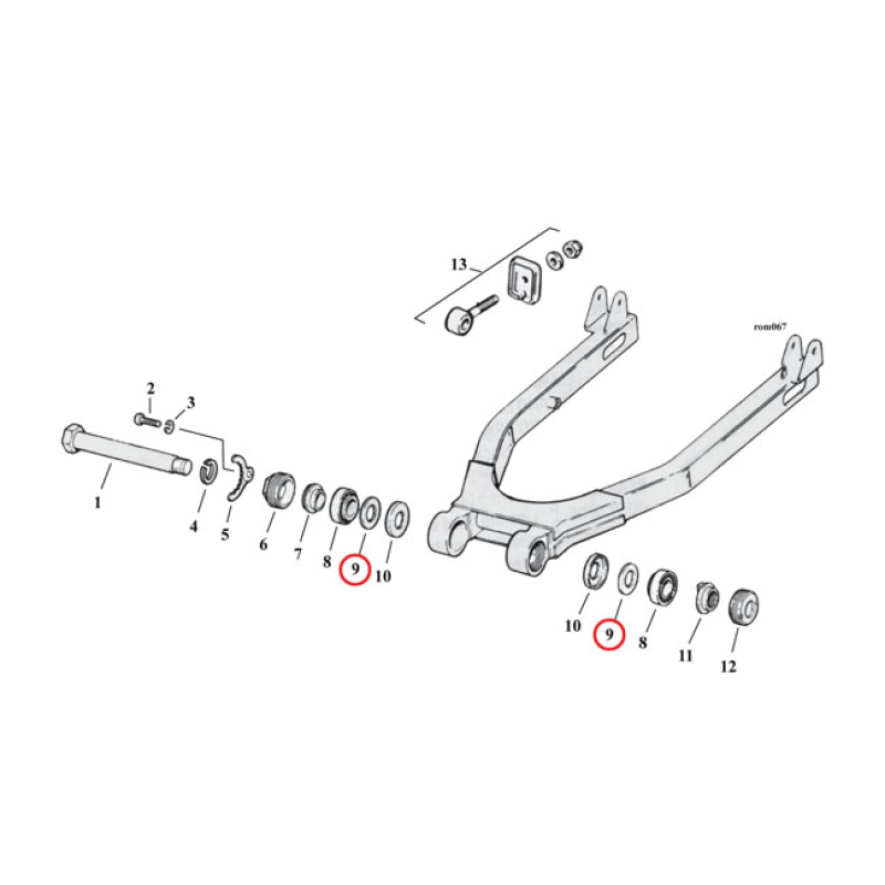 BEARING SPACER, INNER. SWINGARM 908135