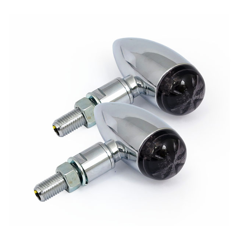MICRO BULLET LED TURN SIGNALS, CHROME SMOKE LENS, ECE APPROVED 913021