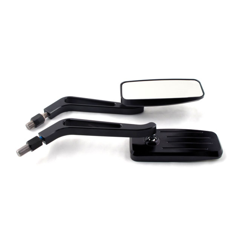 BLACK ACTION MIRROR SET. BLUE TINTED GLASS BLACK ANODIZED. CNC MACHINE 913896