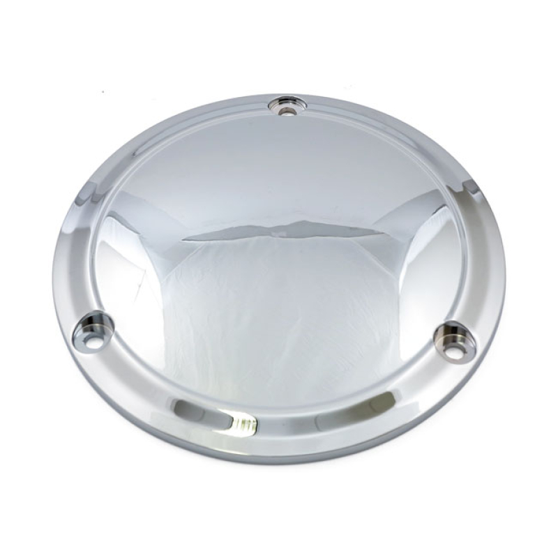 DERBY COVER, STEPPED. CHROME DIE-CAST ALUMINUM CLUTCH COVER. 3-HOLE MO 914061