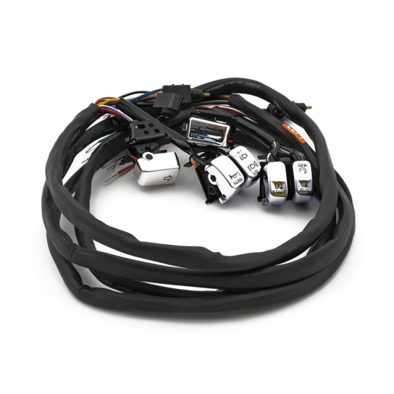 HANDLEBAR SWITCH & WIRING KIT. RADIO. LED. CHROME WITH AMBER BACKLIT L 920116
