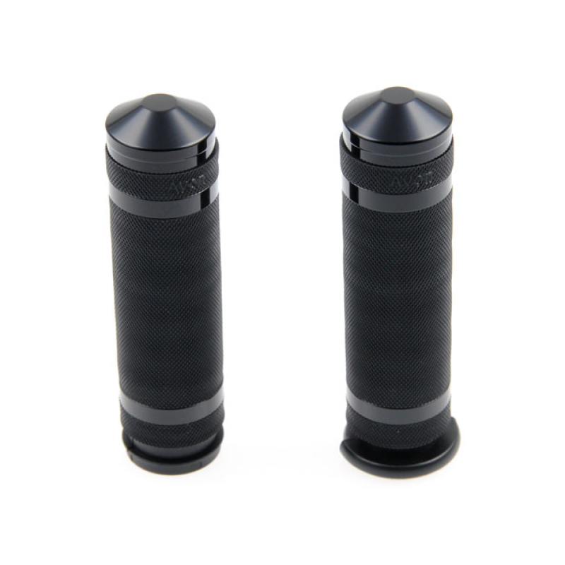 CULT-WERK, 1&quot; / 25.4MM GROOVED HANDLEBAR GRIPS. BLACK BLACK POWDER COA 921683