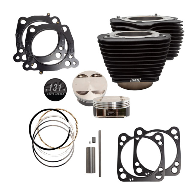 S&S, M8 131&quot; BIG BORE CYLINDER & PISTON KIT. BLACK FINS 923194