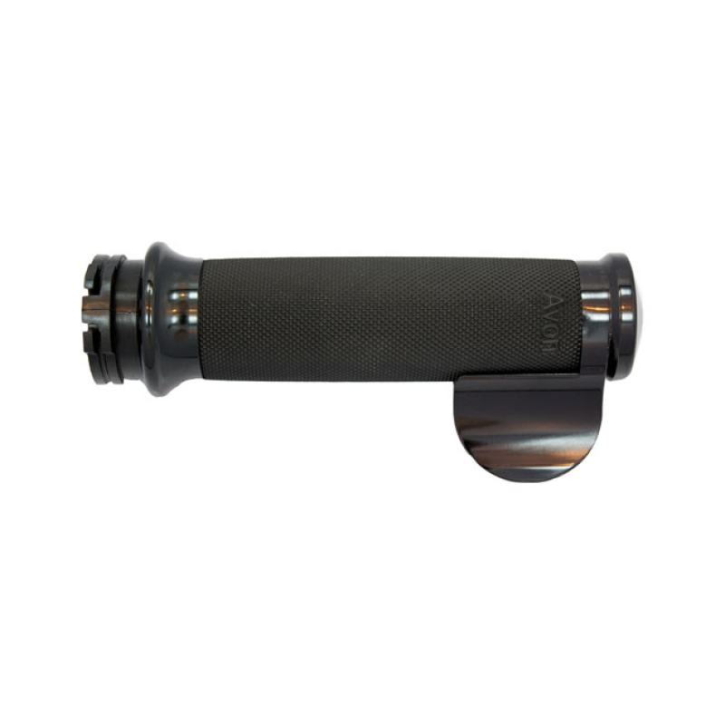 AVON CUSTOM CONTOUR GRIPS, BLACK ANODIZED/BLACK RUBBER WITH THROTTLE B 923625