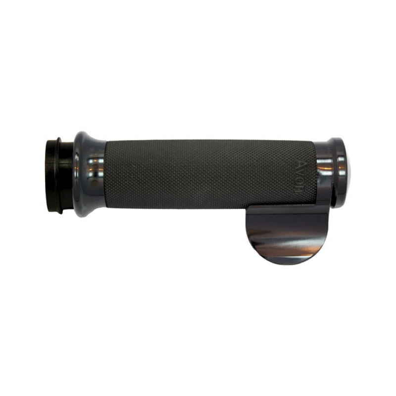 AVON CUSTOM CONTOUR GRIPS, BLACK ANODIZED/BLACK RUBBER WITH THROTTLE B 923626