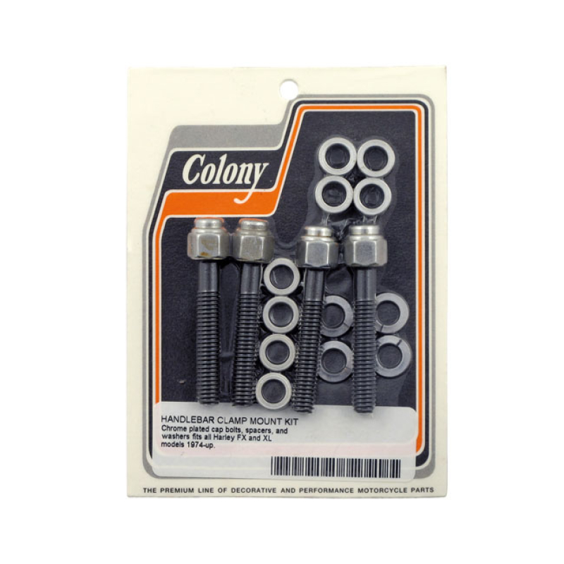 COLONY, HANDLEBAR TOP CLAMP MOUNT KIT. CHROME CHROME. CAP STYLE 929062