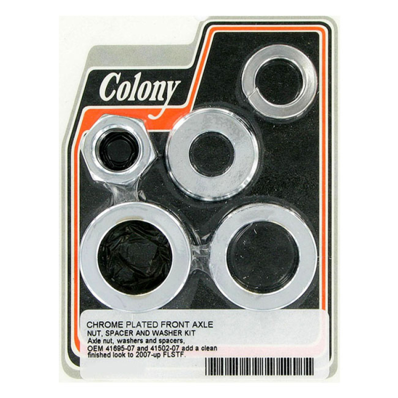 COLONY AXLE SPACER KIT FRONT, SMOOTH CHROME 929597