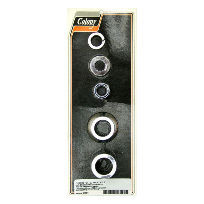 COLONY AXLE SPACER KIT FRONT, SMOOTH CHROME 929598