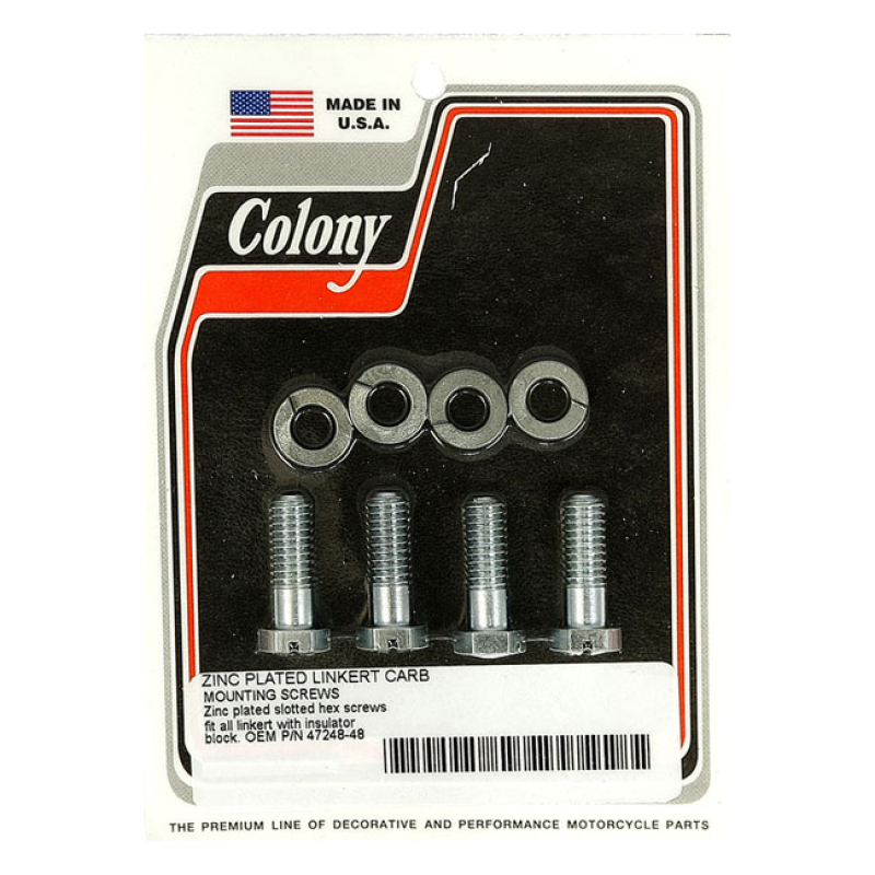 COLONY, MOUNT BOLT LINKERT CARBURETOR. EXTENDED LENGTH ZINC PLATED. 15 929758