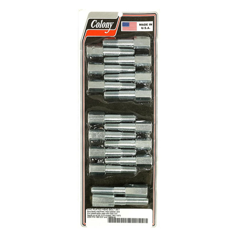 COLONY HEAD BOLT KIT ZINC, OEM STYLE, CATS IRON HEADS 929812