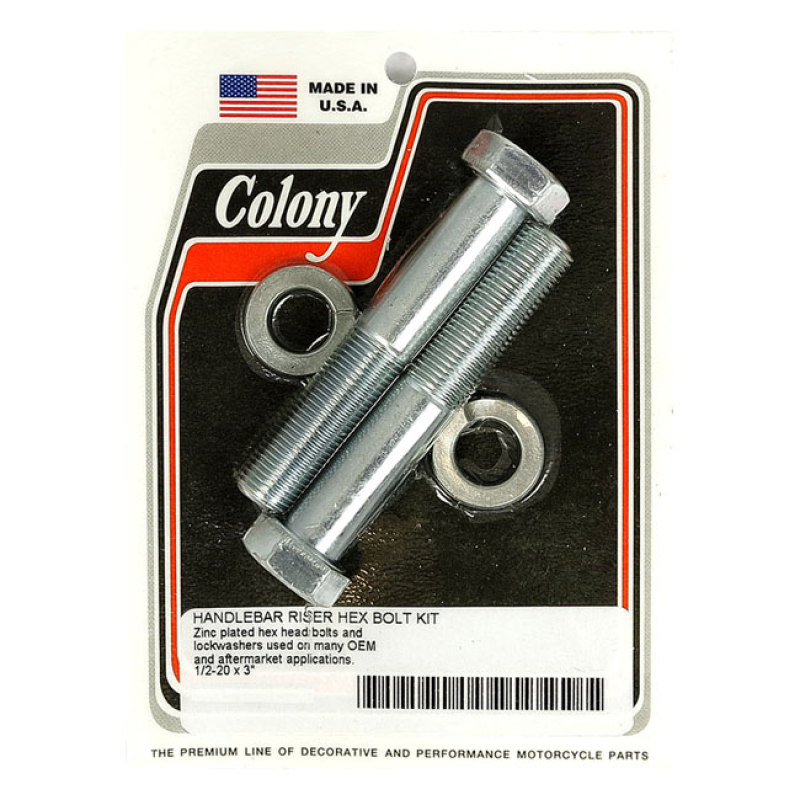 COLONY RISER BOLT SET HEX ZINC, 1/2-20 X 3&quot; 929853