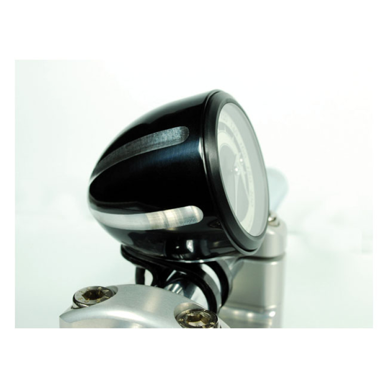 MOTOGADGET, TINY MOUNT CUP 'GROOVED' 1&quot;. BLACK CC BLACK ANODIZED CONTR 930256