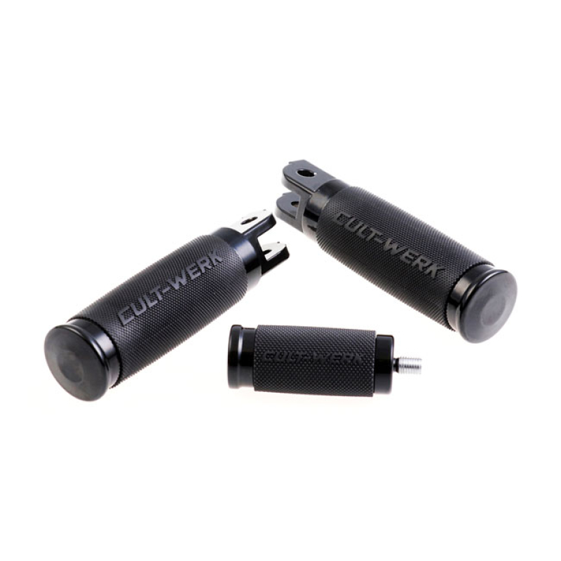 CULT-WERK, 'RACING' RIDER FOOT & SHIFT PEG SET. GLOSS BLACK MACHINED F 942192