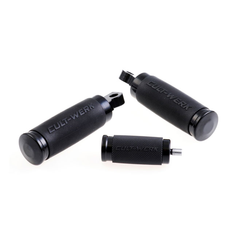 CULT-WERK, 'RACING' RIDER FOOT & SHIFT PEG SET. GLOSS BLACK MACHINED F 942198