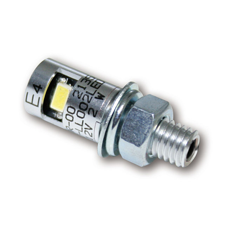 BURDETT, LED LICENSE PLATE MOUNT BOLT. CHROME LED LIGHTED.  M8 THREADE 943522