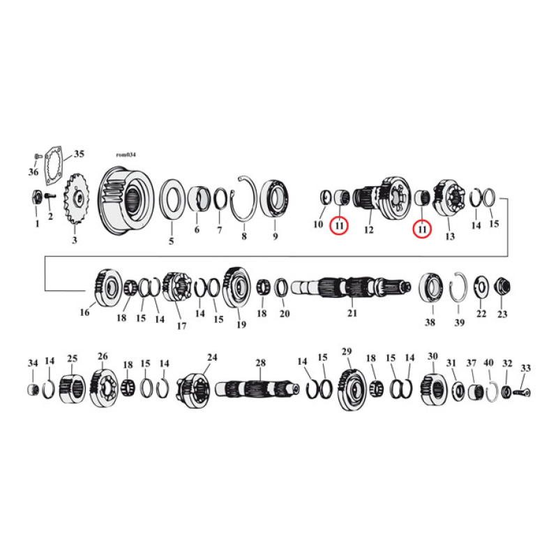JIMS NEEDLE BEARING, MAINSHAFT 5TH GEAR 961352
