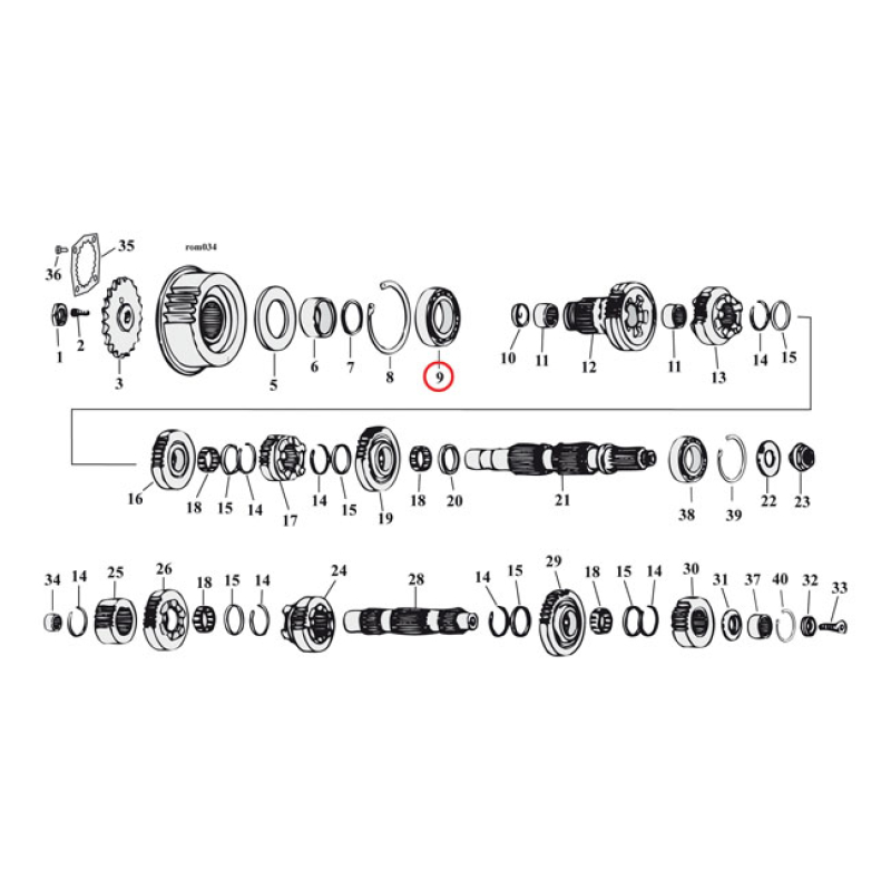 JIMS BEARING, TRANSM MAINSHAFT, LEFT 961356