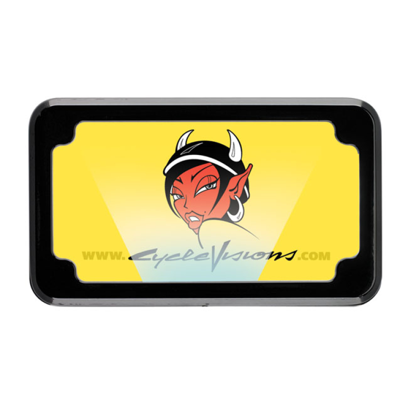 CYCLE VISIONS BEVELED BLIND HOLE LICENSE PLATE FRAME BLACK 968110