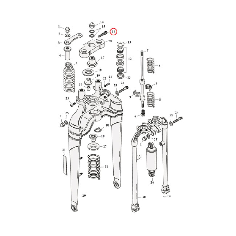SCREW UPPER TRIPLE CLAMP, SOFTAIL SPRING 970311