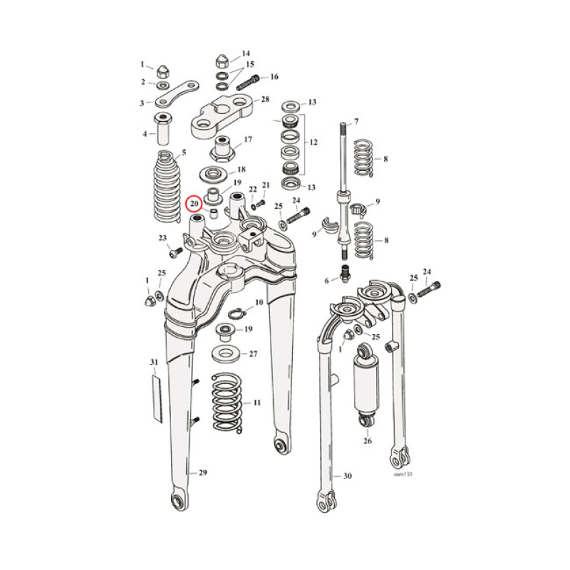 BUSHING SPRING ROD SOFTAIL SPRINGER FORK 970337