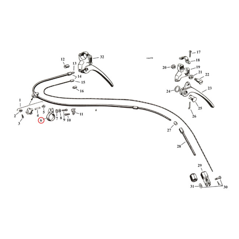 CLIP, HANDLEBAR, BRAKE CABLE, ALL, CHROM 970464