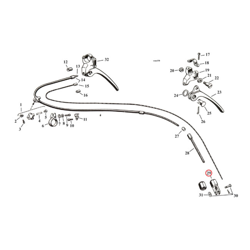 CLEVIS PIN & NUT, FRONT BRAKE CABLE CHROME 970478