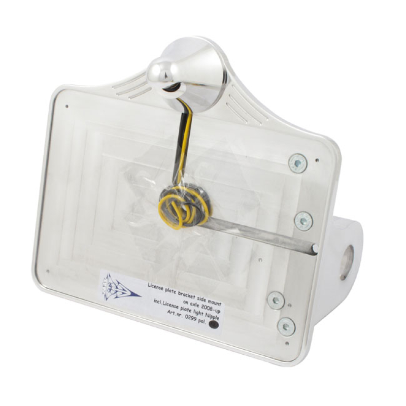 CPV LICENSE PLATE BRACKET KIT POLISHED, NIPPLE LIGHT, SIDE MOUNT, 1 IN 972948