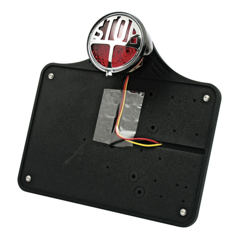 CPV LICENSE PLATE BRACKET BLACK, WITH LED STOP TAILLIGHT, 143MM X 210M 973061