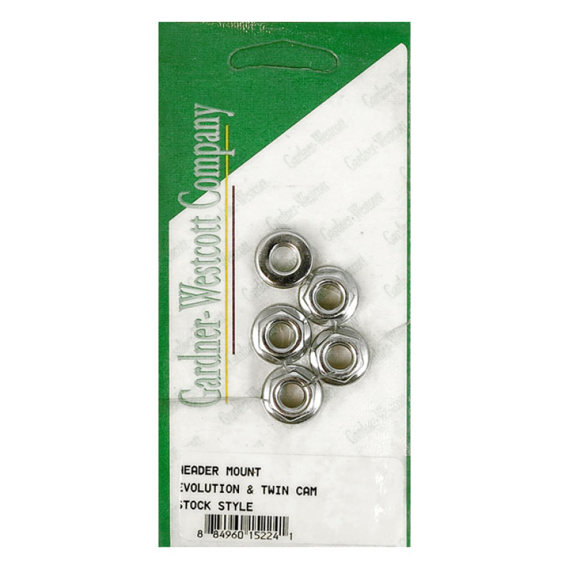 GARDNER-WESTCOTT, FLANGE NUT EXHAUST MOUNT SET CHROME. INCL. 5 FLANGED 977390