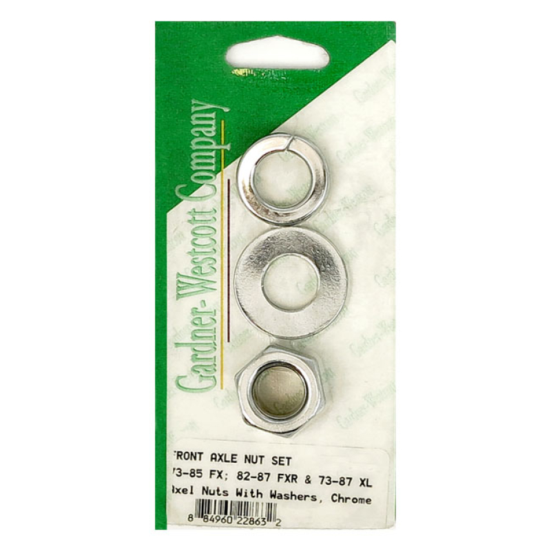 FRONT AXLE NUT SET CHROME; HEX AXLE NUTS, FLAT WASHERS & LOCK WASHERS 977680