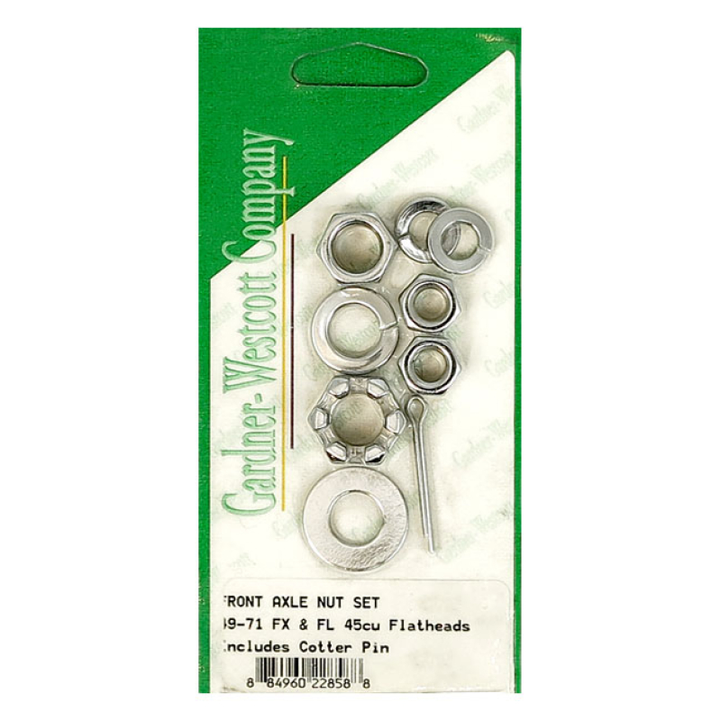 FRONT AXLE KIT CHROME; INCL. AXLE NUTS SLOTTED WITH FLAT WASHER, COTTE 977682