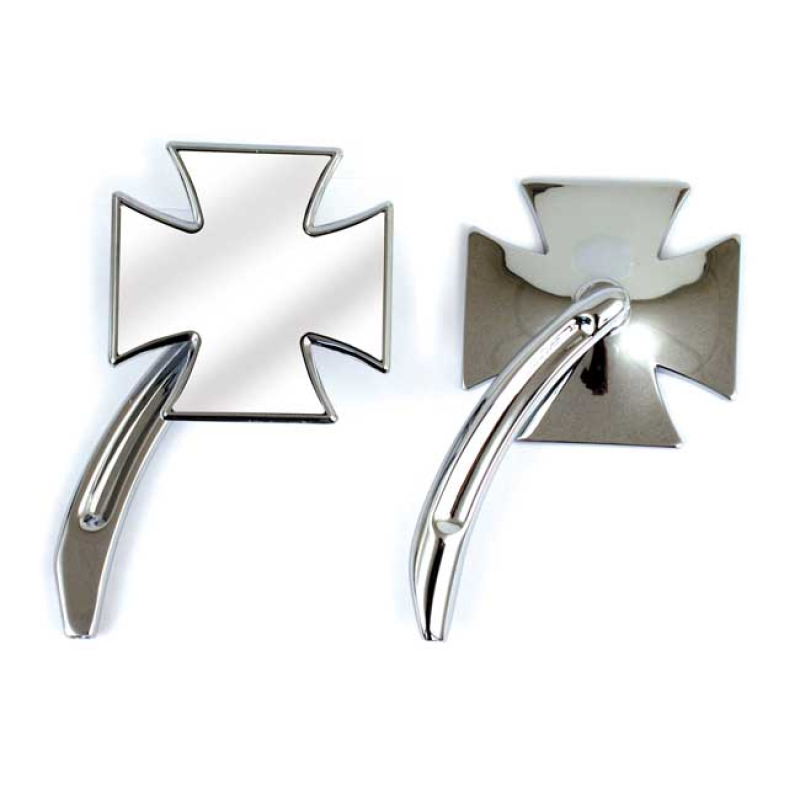MALTESE MIRROR SET, WITH BILLET STEM CHROME, ADAPTER MAY BE REQUIRED: 980635
