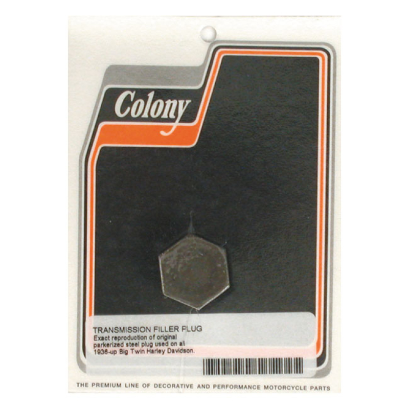 COLONY, TRANSMISSION FILL PLUG. OEM HEX STYLE BLACK PARKERIZED.  NO DI 989303