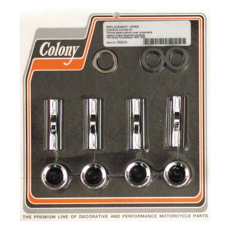 COLONY, 36-39 UPPER PUSHROD COVER KIT. CHROME STANDARD 2&quot; LENGTH. CHRO 989324