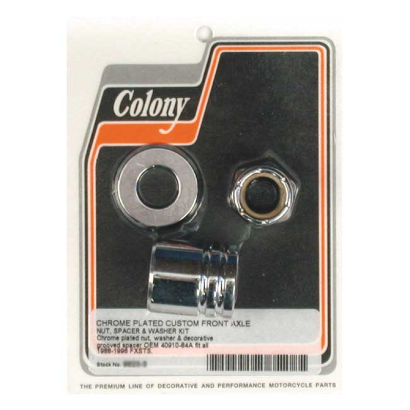 COLONY AXLE SPACER KIT FRONT, GROOVED CHROME 989395