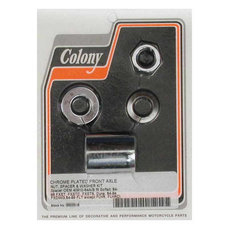COLONY AXLE SPACER KIT FRONT, SMOOTH CHROME 989412