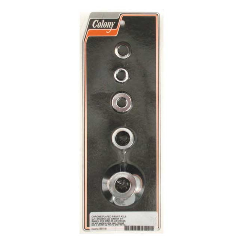 COLONY AXLE SPACER KIT FRONT, SMOOTH CHROME 989417
