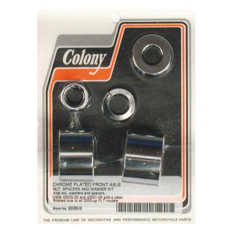 COLONY AXLE SPACER KIT FRONT, SMOOTH CHROME 989438
